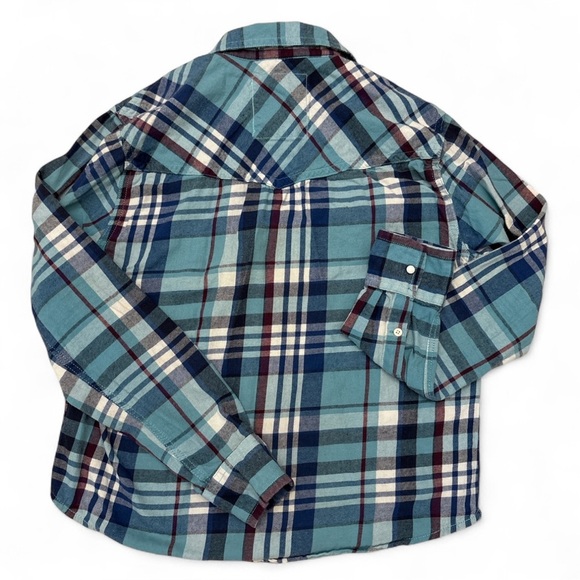 Vintage Sears Roebuck & Co Mens Blue Plaid Shirt Sz M Snap Button Cowboy Western - Picture 2 of 5